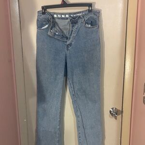 SONG Women's Relaxed Fit Boyfriend Jeans - Light Blue